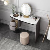 Minimalist Makeup Vanity Set Stone Top Dressing Table and Standing Mirror Included