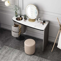 Contemporary minimalist makeup vanity set with stone top dressing table