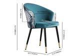 Upholstered Blue Velvet Dining Chair Curved Back Modern Arm Chair