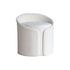 Chic modern white round lamb boucle sherpa vanity stool for luxurious seating experience