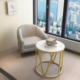 Gray Modern Accent Chair Cotton & Linen Upholstered Metal in Gold