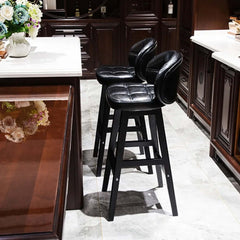 Elegant Black PU Leather Counter Stools with Backrest Set of 2 for Home Bar