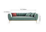 Modern Green Velvet Upholstered Sofa 3Seater Sofa Gold Stainless Steel Base