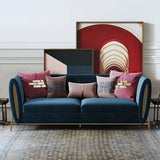 Beige Velvet Upholstered Sofa 3Seater Sofa Luxury Sofa Solid Wood Frame with Gold Legs
