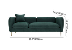 LeathAire Green 3Seater Sofa with Stainless Steel Base - 70.9" Modern Upholstered