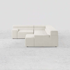 Chic 133 inch LShaped Modern Off White Velvet Sectional Sofa with Chaise