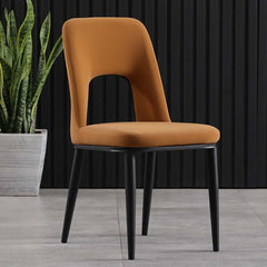 Modern orange dining chair with loop backrest armless design for comfortable seating