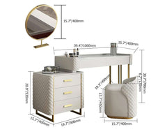 Elegant White Makeup Vanity Set with Extendable Dressing Table