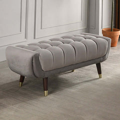 Luxurious Pink Velvet Upholstered Bench for Contemporary Bedroom Decor