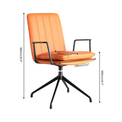 Orange swivel office chair with ergonomic backrest for home work setup