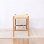 Modern natural dining room bench with rattan material and sturdy wood legs