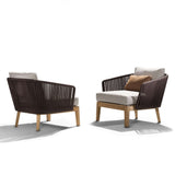 4 Pieces Teak Wood & Aluminum Outdoor Sofa Set with Coffee Table and Cushion in Natural