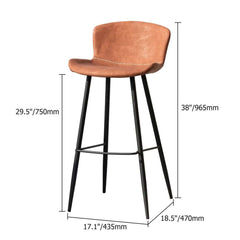 Brown PU Leather Counter Height Bar Stool with Metal Footrest for Kitchen Island