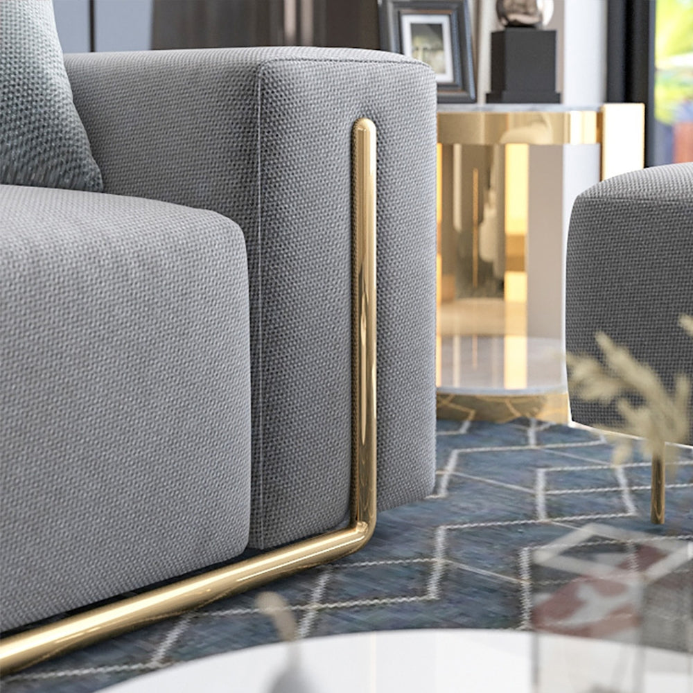 87" Modern Gray Cotton & Linen Upholstered 3Seater Sofa for Living Room