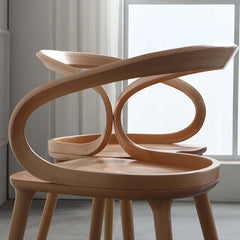 Ash Wood Dining Chair with Modern Ribbon Backrest