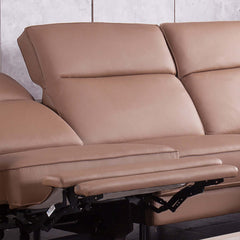 Modern L-shaped theater seating with chaise and electric recliner