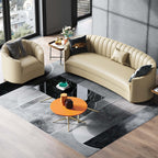 Chic 88.6“ beige curved microfiber leather sofa upholstered couch - home decor