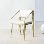 Stylish PU Leather Leisure Chair with Shiny Gold Metal Legs for Vanity Setup