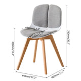Modern Dining Chair High Back Cotton & Linen Upholstered Dining Chair Beech Legs