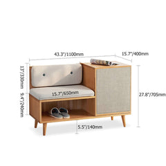 Contemporary shoe storage cabinet with door, entryway rattan shoe storage bench