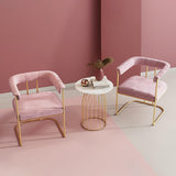 Pink Velvet Upholstered Armchair Gold Accent Chair