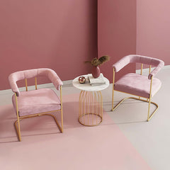 Elegant Pink Velvet Upholstered Armchair Gold Accent Chair for Stylish Living Rooms