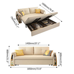 Convertible full sleeper sofa with leathaire upholstery and storage