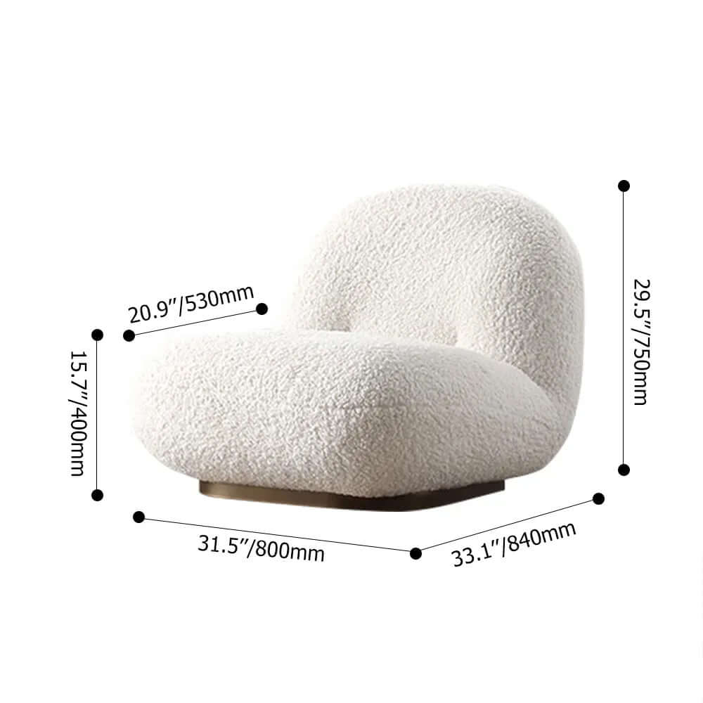 OffWhite Boucle Sherpa Floor Sofa Lounge Chair Soft Cushion Single Sleeper for Versatile Seating
