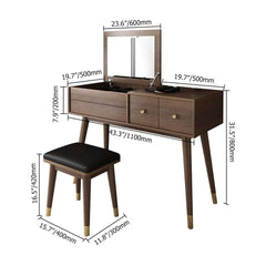 Classic gray vanity set with fliptop mirror & stool for elegant makeup storage