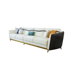 Elegant 110.2 inch sofa with faux leather upholstery and sturdy stainless steel base