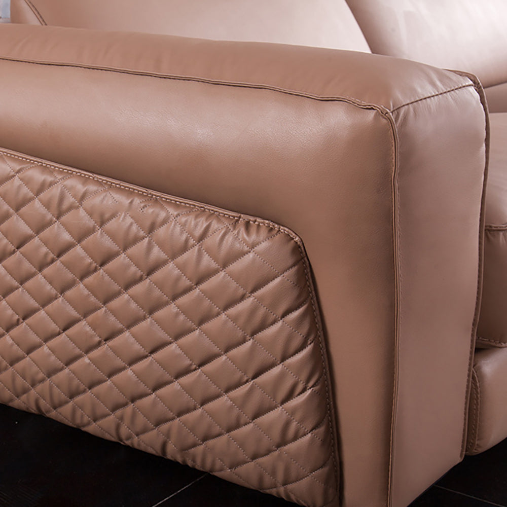 Sofá seccional en forma de L con diván y sillón reclinable eléctrico  Asiento de teatro de piel sintética - Cocochairs