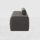 Modern Line Tufted Bench Upholstered Bench with Round Back Blue/White/Gray/Orange