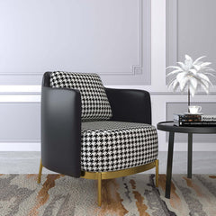 Chic modern chair in black and gray with stylish linen upholstery