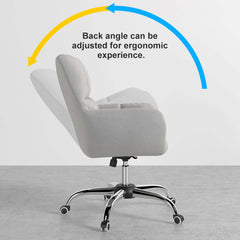 Modern office chair designed with cotton and linen upholstery, swivel function and height adjustment for versatility