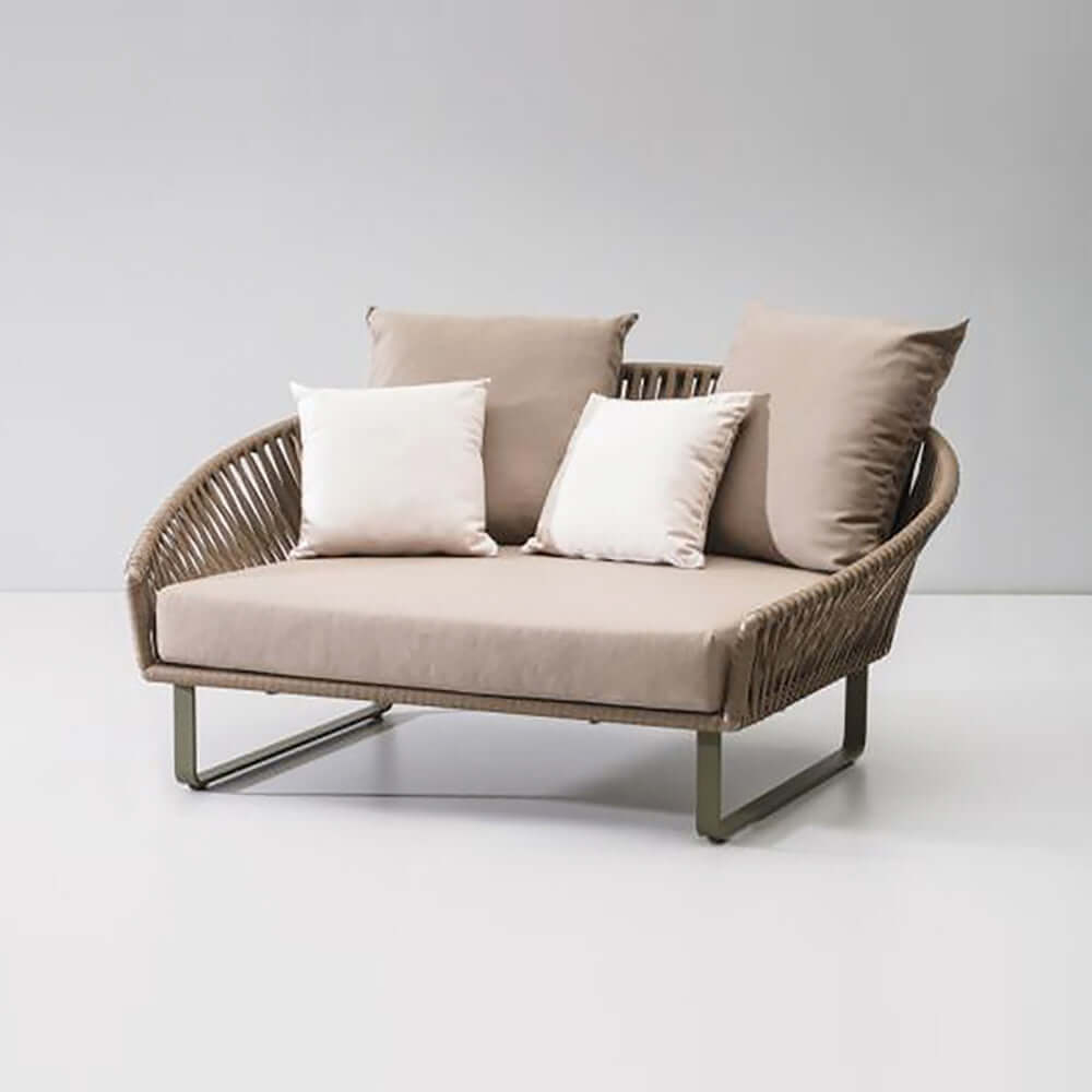 63インチラタンアウトドアデイベッド、カーキクッションピローアルミニウムフレーム サブ画像