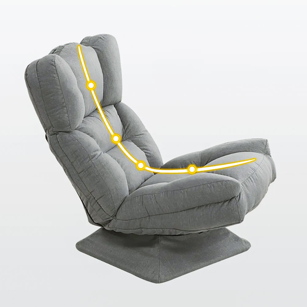 Light Gray Cotton & Linen Lounge Chair Swivel Sofa Chair 360 Degree Adjustable Backrest