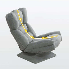 Modern Gray Swivel Lounge Chair with Adjustable Backrest in Cotton & Linen