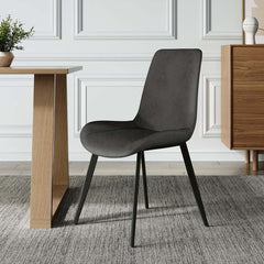 Two Modern Gray Upholstered Dining Chairs in PU Leather for Sleek and Trendy Dining Room Decor