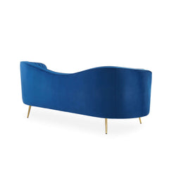 Florie Luxury 72" Vertical Channel Tufted Curved Performance Velvet Sofa in Blue - Opulent Living Room Addition