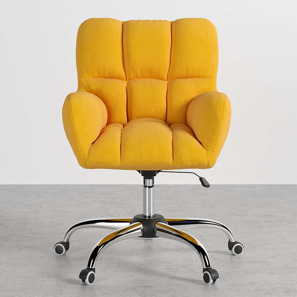 Cotton and linen upholstered office chair with swivel and height adjustable features for comfortable workspaces