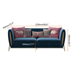 Chic beige velvet sofa with solid wood frame and stylish gold legs for home decor