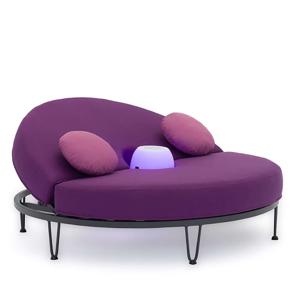 パティオデイベッド ラウンドアウトドアガーデンデイベッド コンバーチブル BluetoothスピーカーLEDとピロー付き サブ画像