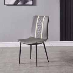 Classic gray upholstered dining chair with armless design, set of 2