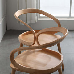 Contemporary Wooden Dining Chair with Sleek Ribbon Design