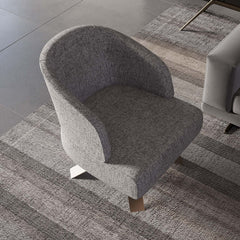 Modern gray fabric armchair with stainless steel legs for living room decor