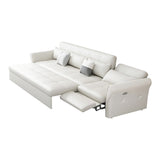 109" Power Reclining Sleeper Sofa Bed Convertible White LeathAire Tufted Upholstered