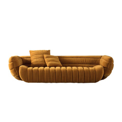 Luxury 3-seater yellow velvet sofa with beautiful upholstery for modern living room decor