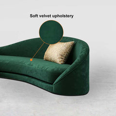 Contemporary 3-seater green velvet sofa with durable solid wood frame