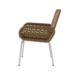 2 Pieces Farmhouse Aluminum & Rattan Outdoor Patio Dining Chair Armchair Set in Brown