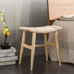 Natural Ash Wood Stool Ottoman Stool for Living Room Furniture